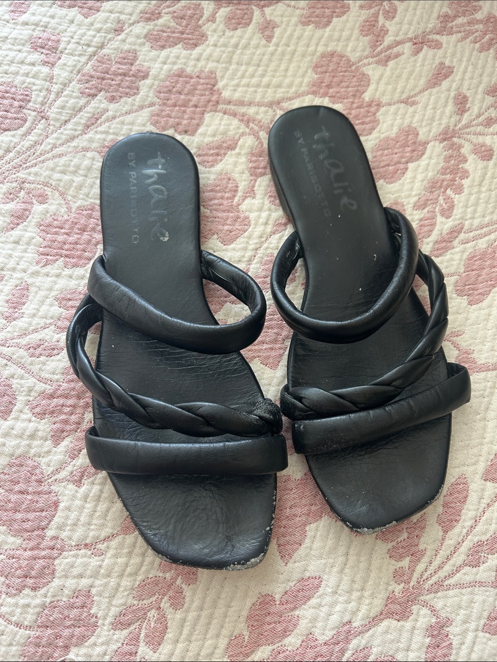 thalia by Parisotto roy Black Braided Slide Sandals